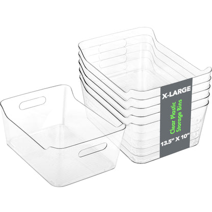 Plastic Storage Bins Multi-Use Pantry Organizer Clear Home Kitchen Storage Containers