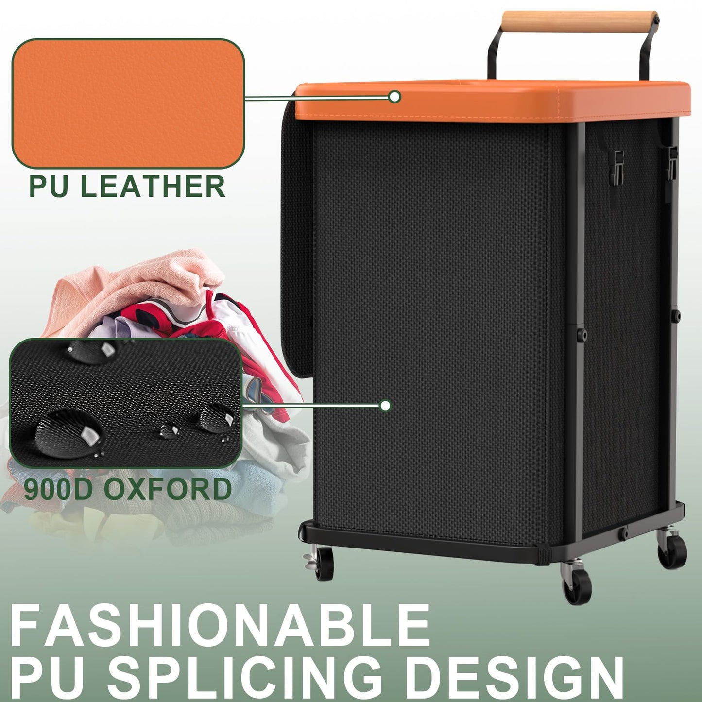 Extra Large 3 Section Rolling Laundry Hamper with Lid Metal Frame Clothes Sorter Cart Laundry Basket Organizer with Wheels