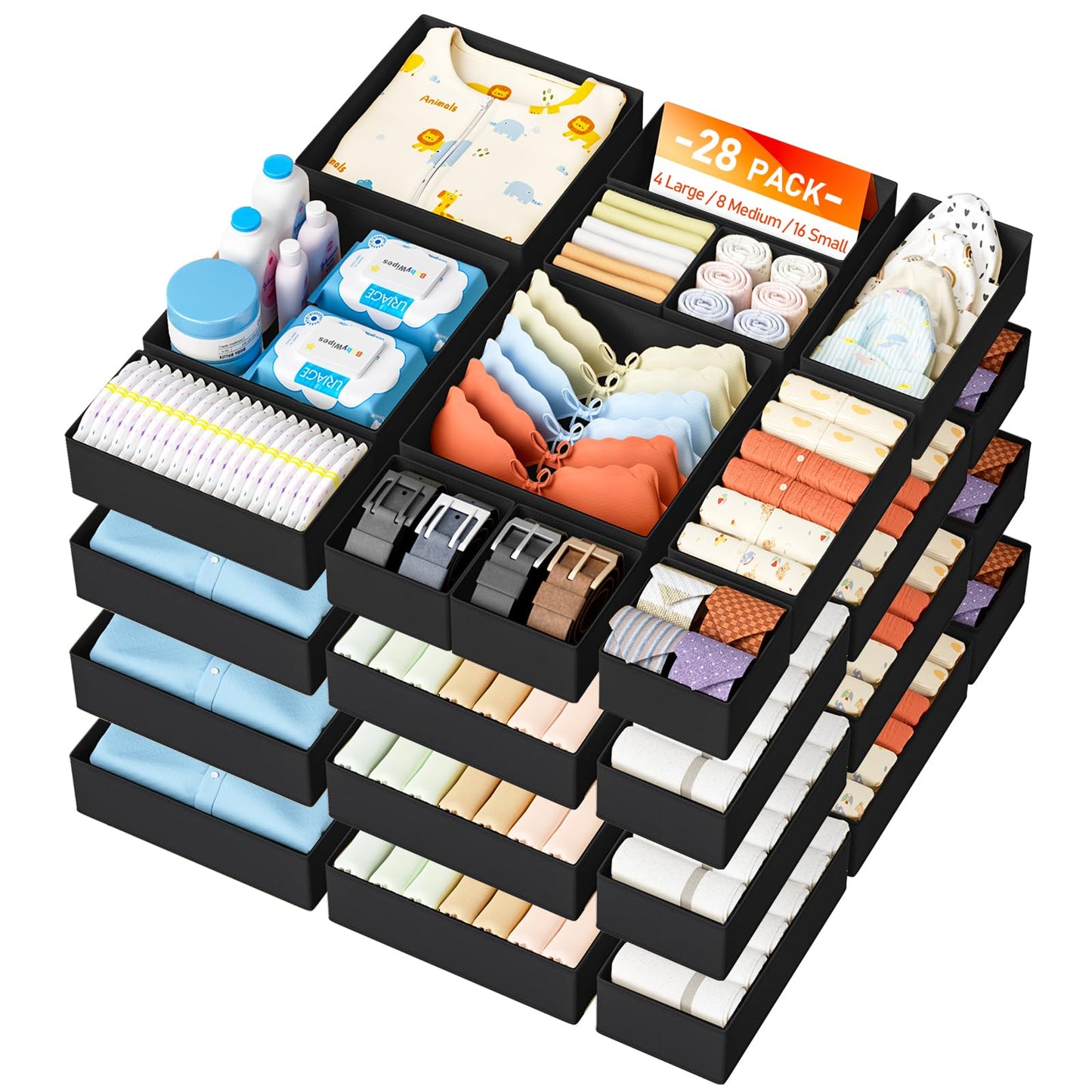 DIMJ Drawer Organizer Clothes Storage 24 Pack