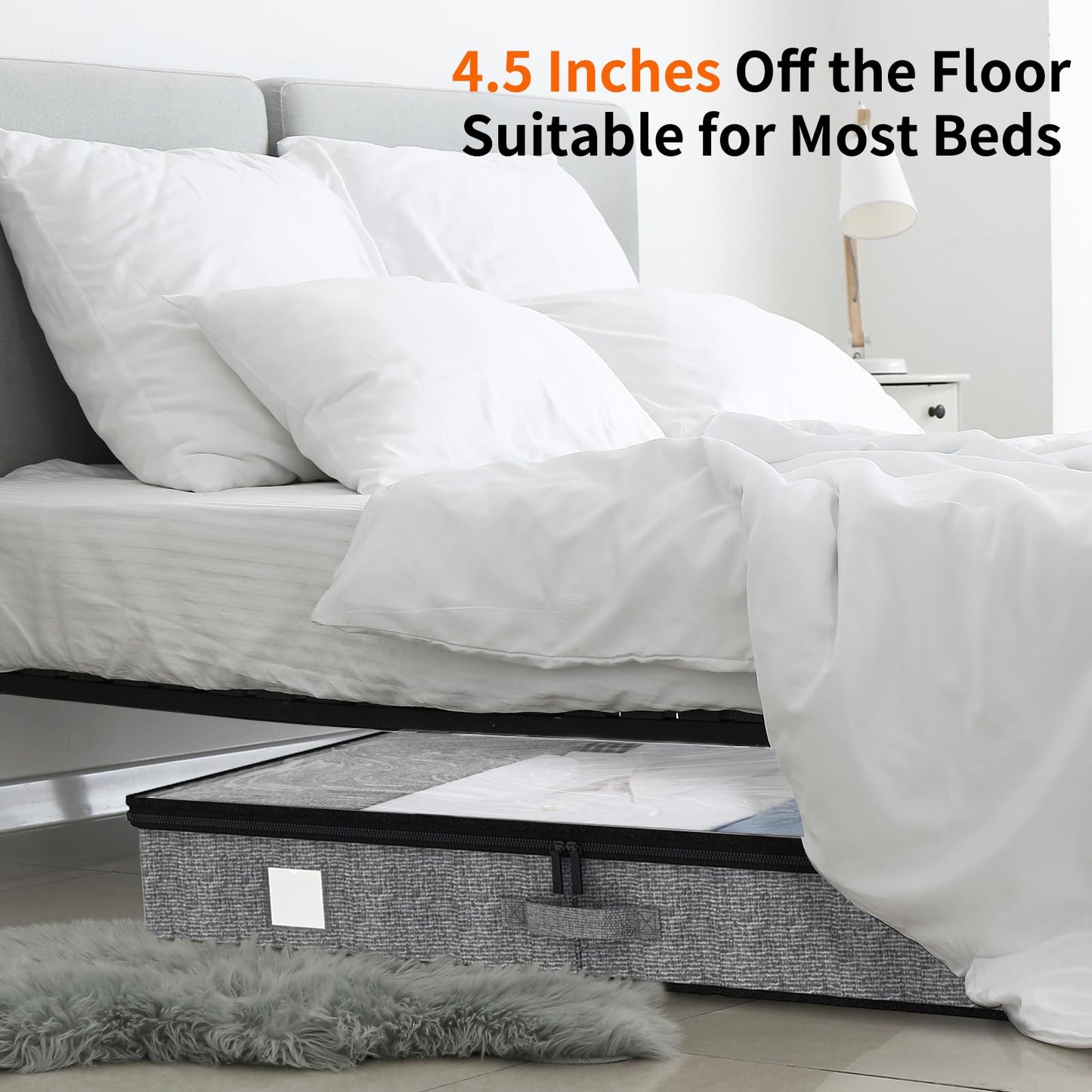 Under Bed Storage Containers 4 Pack Low Profile Clothes Storage Bins with Reinforced Sidewalls and Bottom