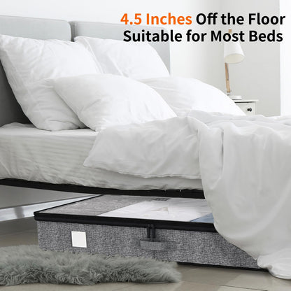 Under Bed Storage Containers 4 Pack Low Profile Clothes Storage Bins with Reinforced Sidewalls and Bottom