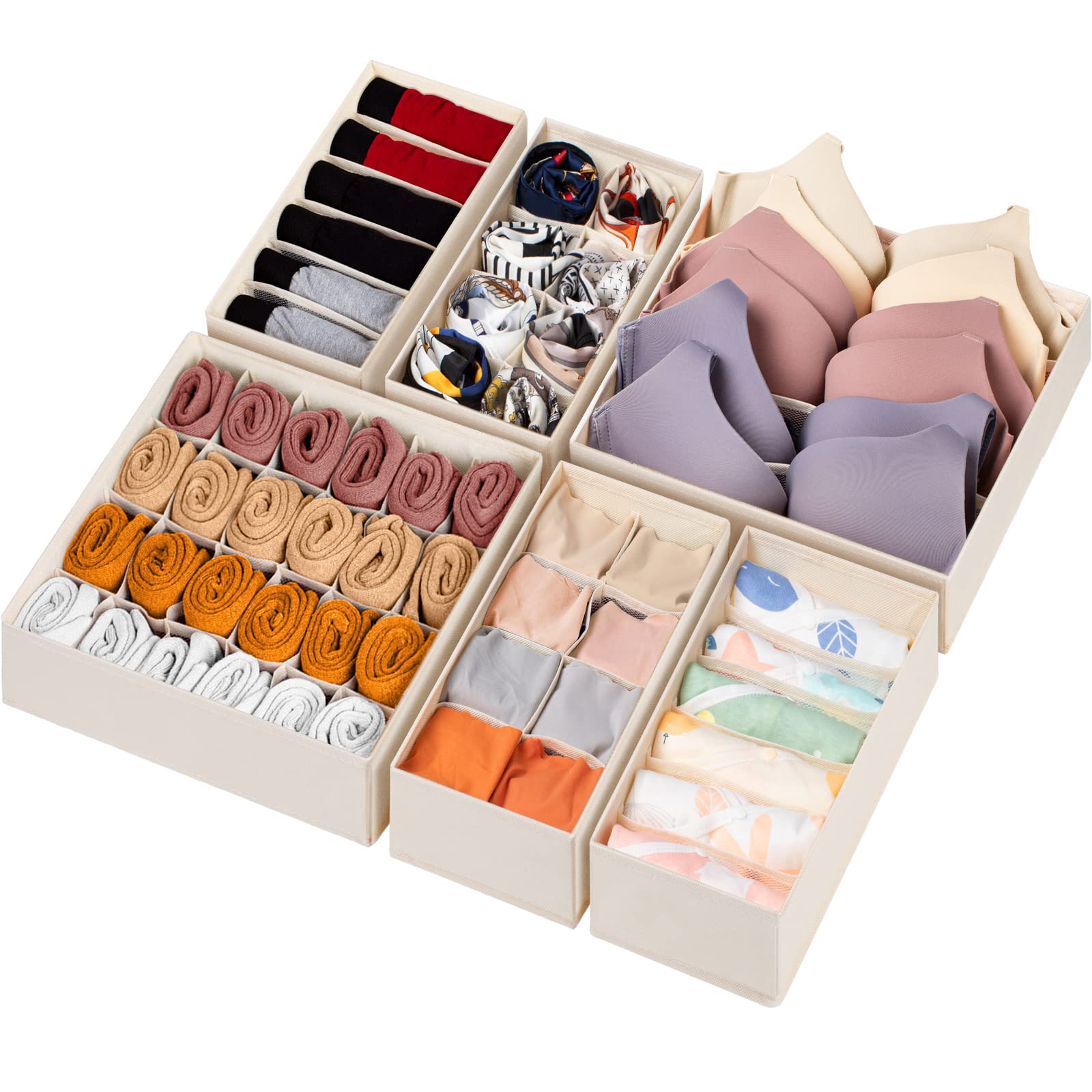 Drawer Organizer Dividers Fabric Foldable Closet Storage Bins Underwear Socks Bra Scarf Organizer