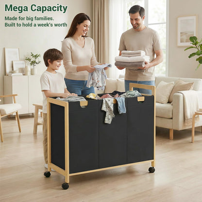 Laundry Hamper with 3 Section
