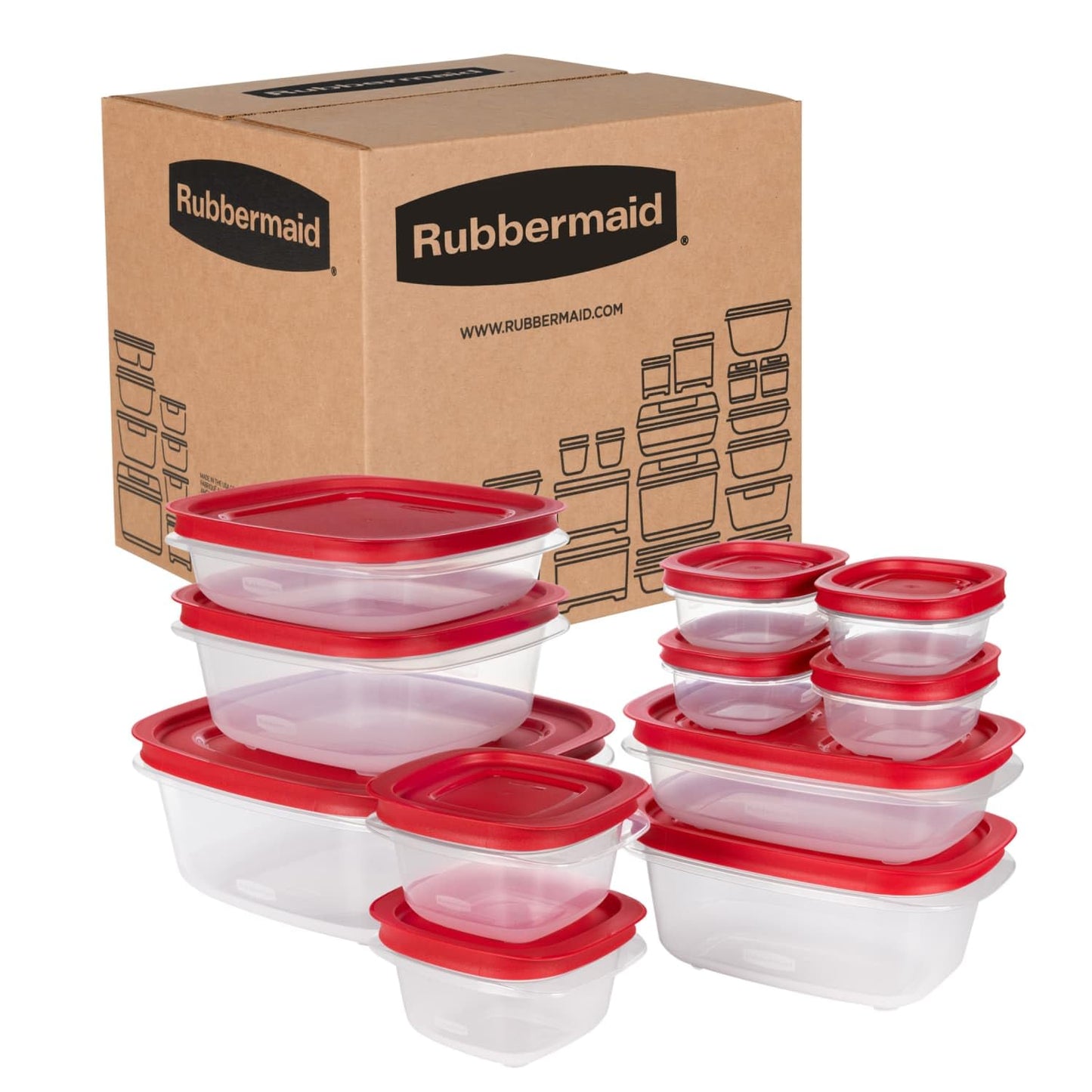 Food Storage Containers Set, 22-Piece Rectangle & Square with Lids