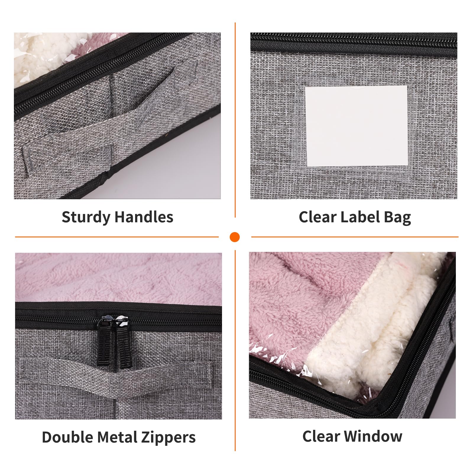 Under Bed Storage Containers 4 Pack Low Profile Clothes Storage Bins with Reinforced Sidewalls and Bottom