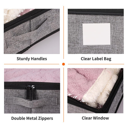 Under Bed Storage Containers 4 Pack Low Profile Clothes Storage Bins with Reinforced Sidewalls and Bottom