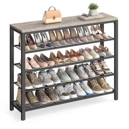 Shoe Storage Rack Metal Frame Entryway Closet Organizer Free Standing Shoe Shelf