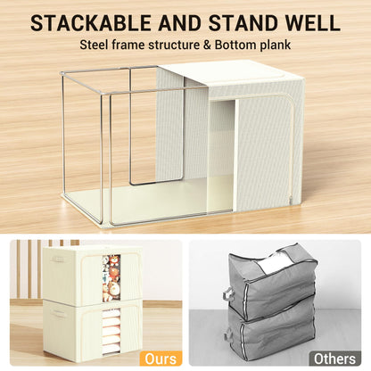 Clothes Storage Bins Metal Frame Foldable Storage Box Clothes Blankets Toys Organizer