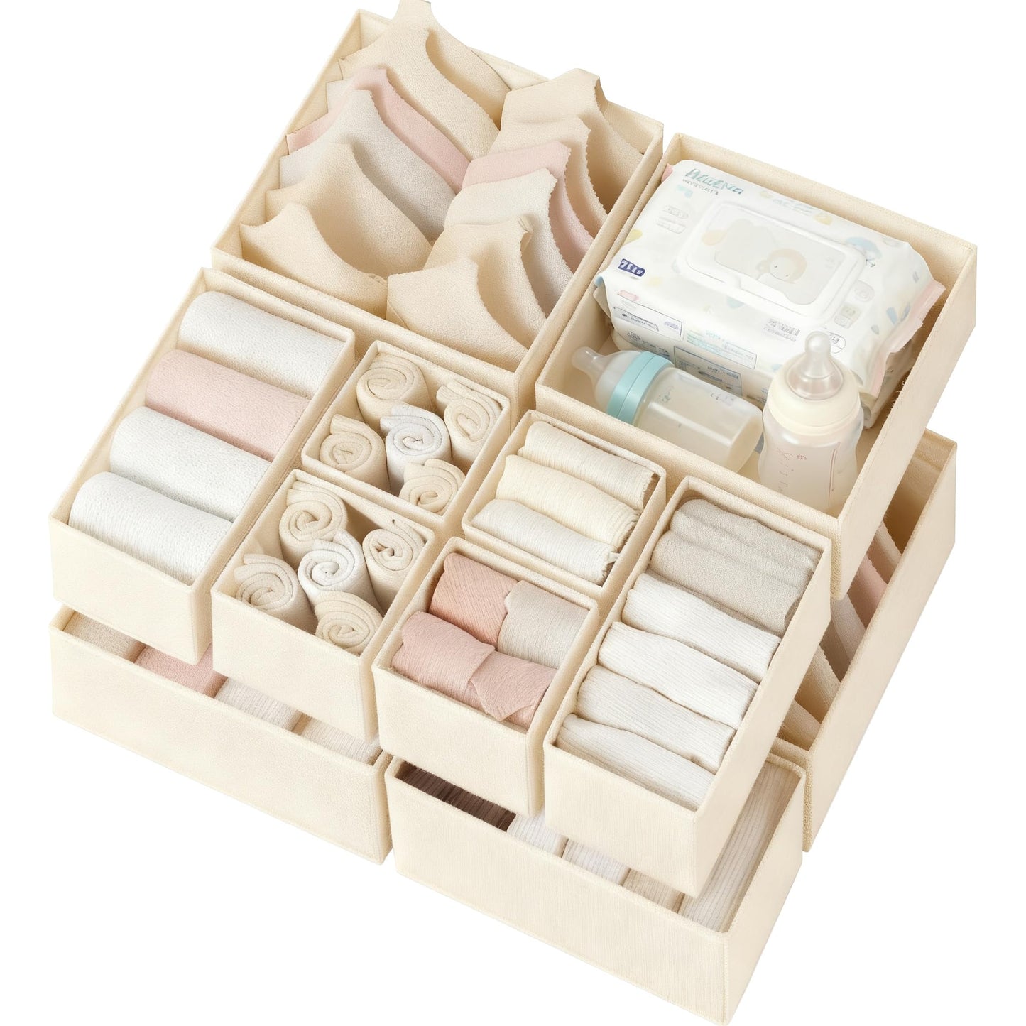 Drawer Organizer 12 Pack Foldable Fabric Closet Storage Bins Underwear Socks Bra Tie Organizer