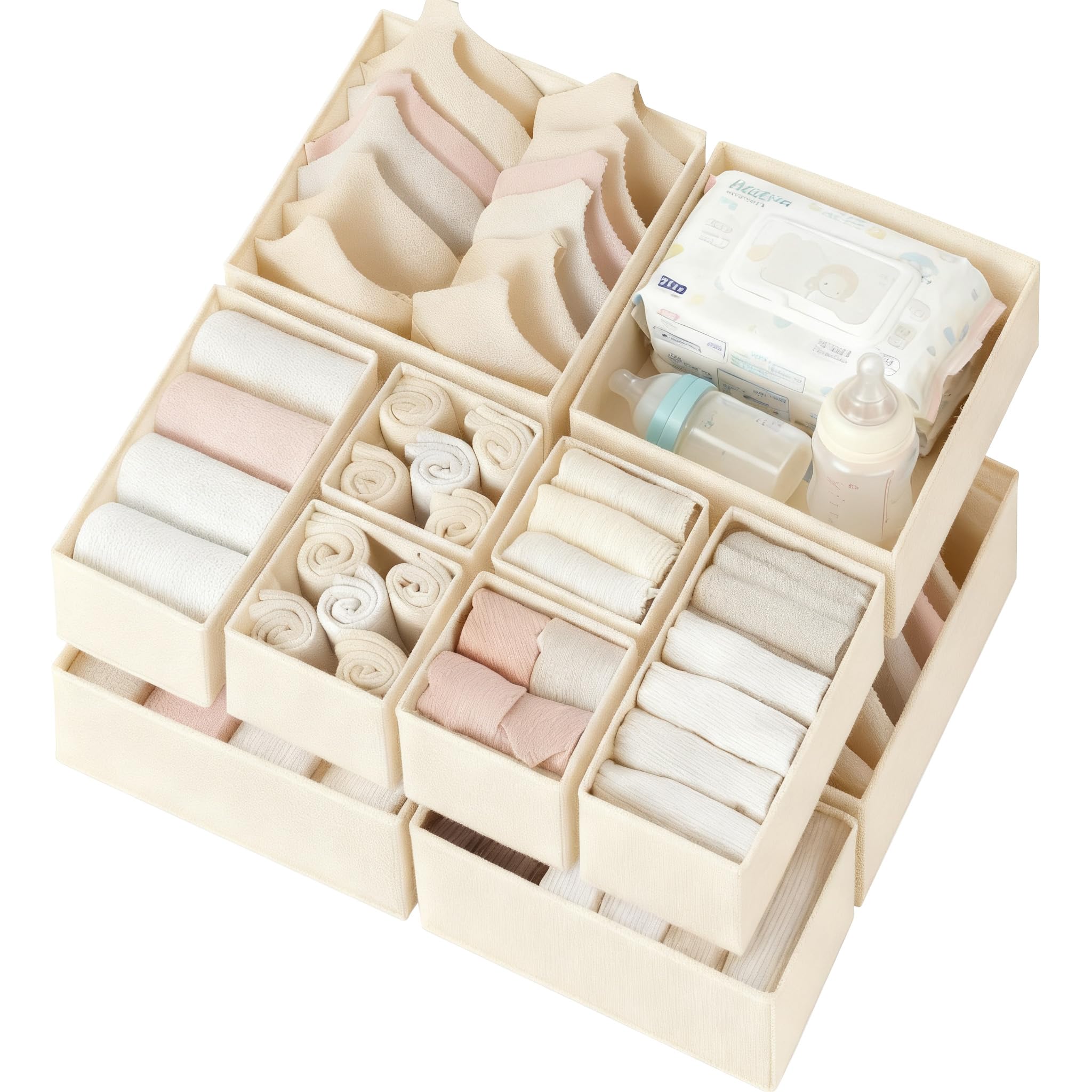 Drawer Organizer 12 Pack Foldable Fabric Closet Storage Bins Underwear Socks Bra Tie Organizer