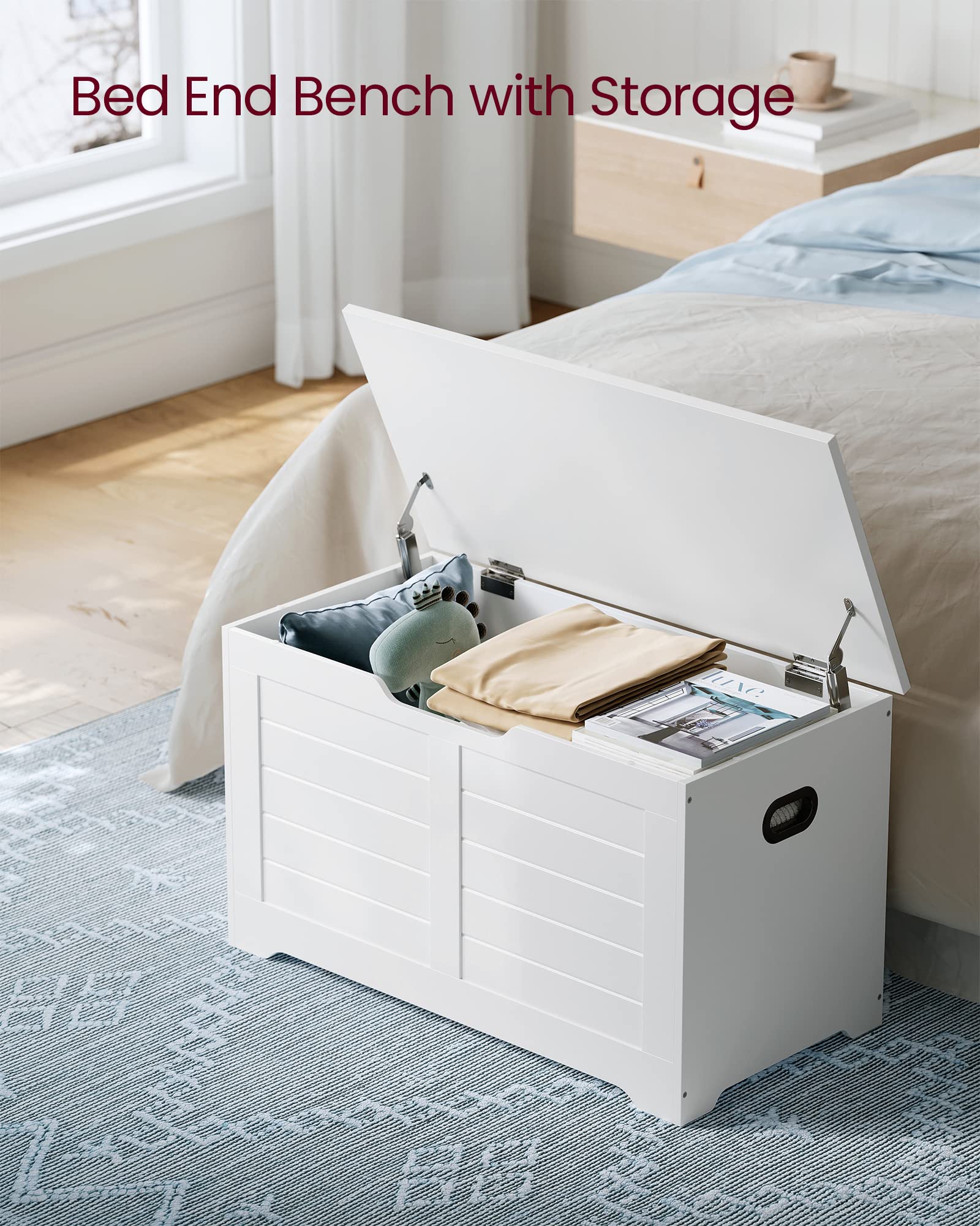 VASAGLE Storage Chest, Storage Trunk with 2 Safety Hinges, Storage Bench