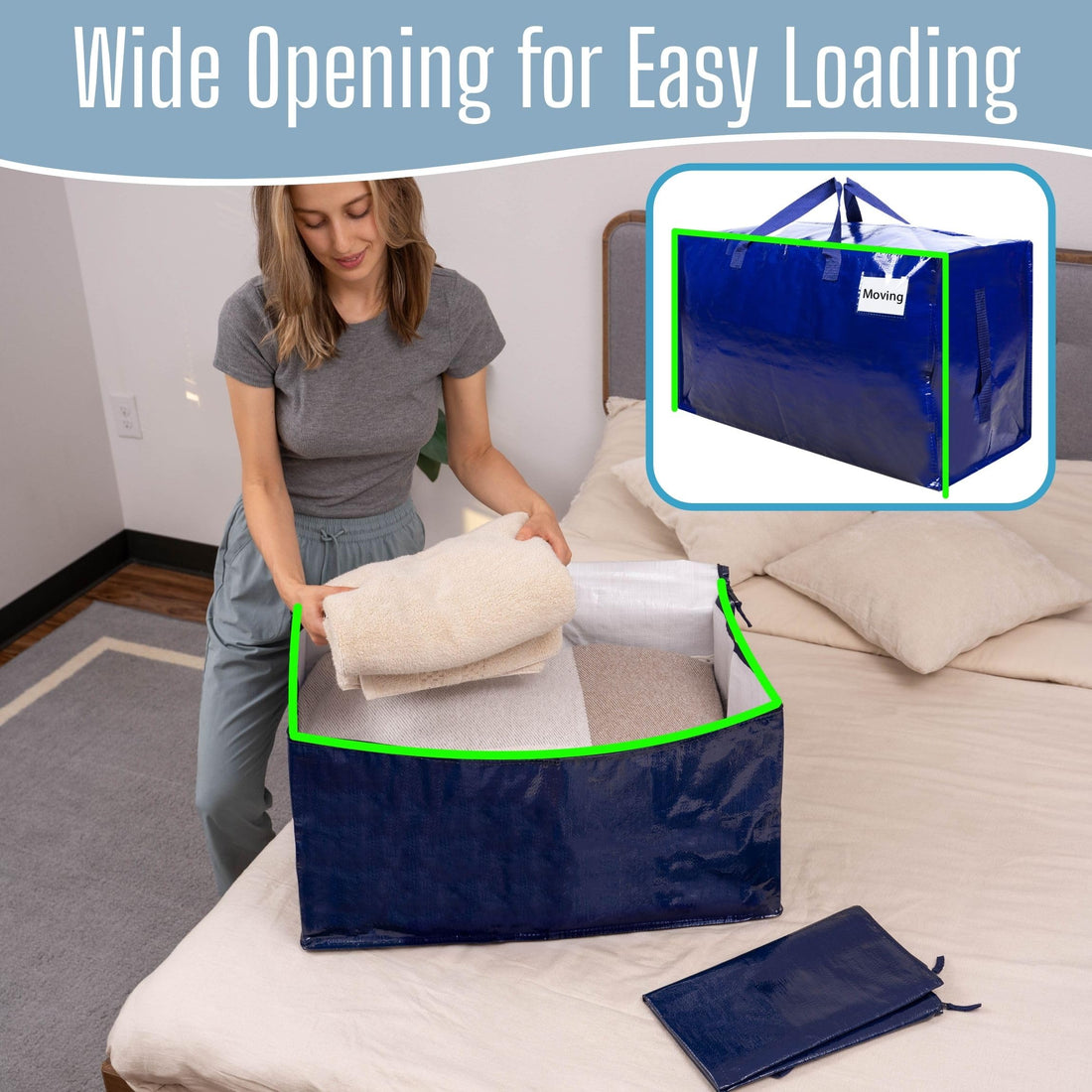 Heavy Duty Oversized Storage Bag Moving Travel Camping Dorm Storage Tote Organizer Reusable Packing Bag
