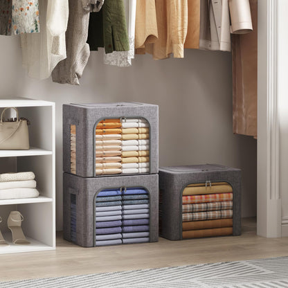 Lifewit Clothes Storage Bins with Metal Frame, Stackable Storage Box