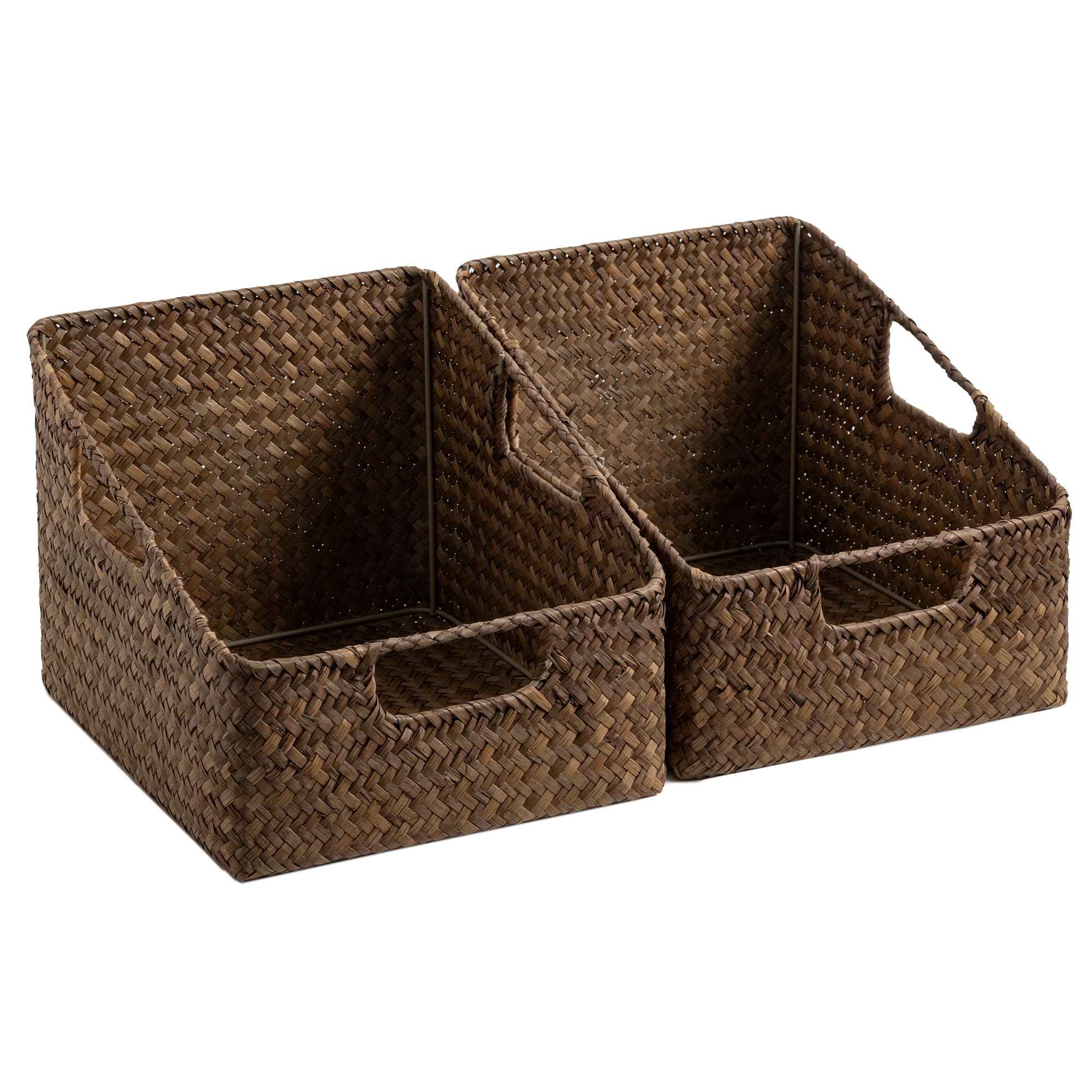 Wicker Storage Baskets Pantry Organizers Storage Basket 2 Pack