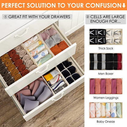 Drawer Organizer Dividers Fabric Foldable Closet Storage Bins Underwear Socks Bra Scarf Organizer