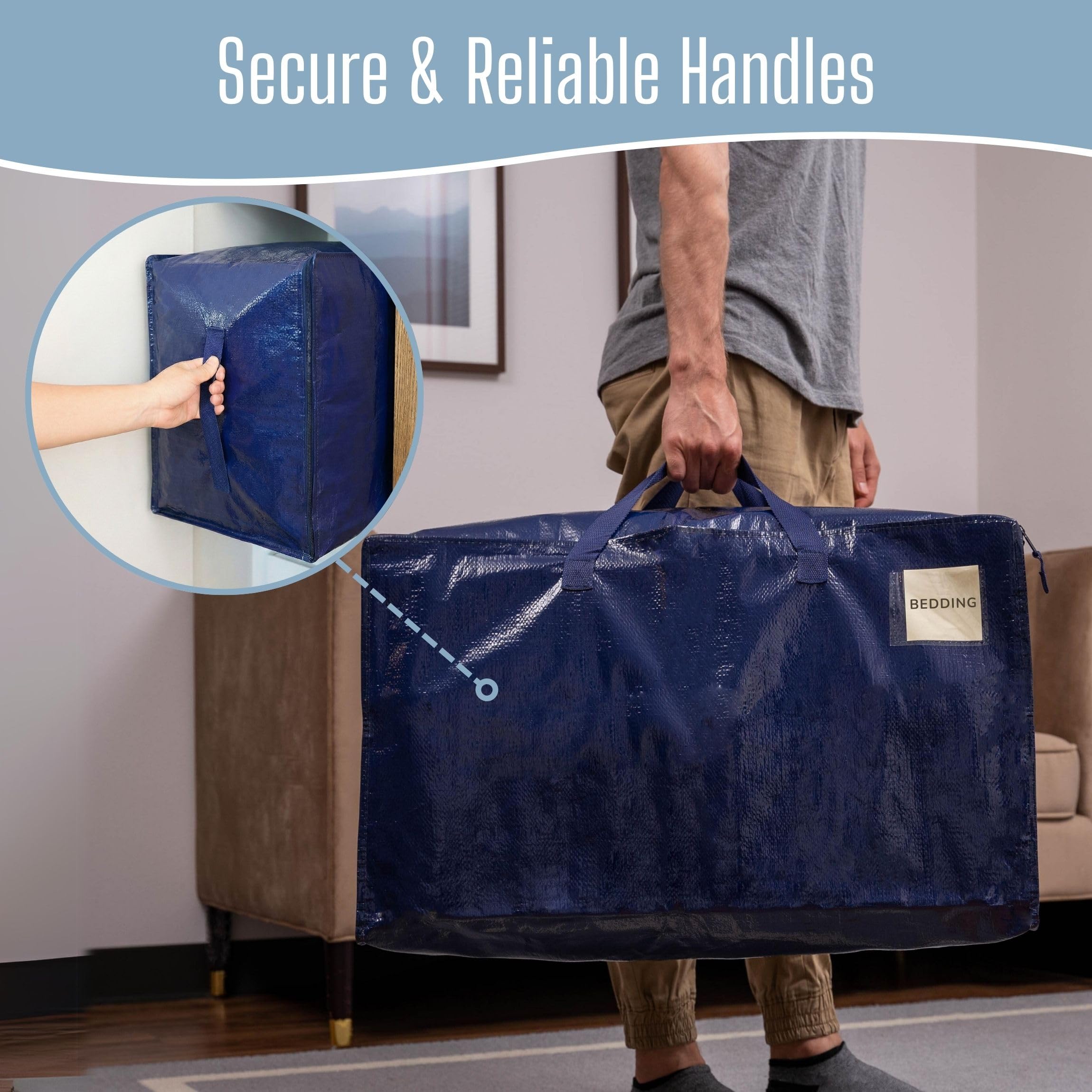 Heavy Duty Oversized Storage Bag Moving Travel Camping Dorm Storage Tote Organizer Reusable Packing Bag
