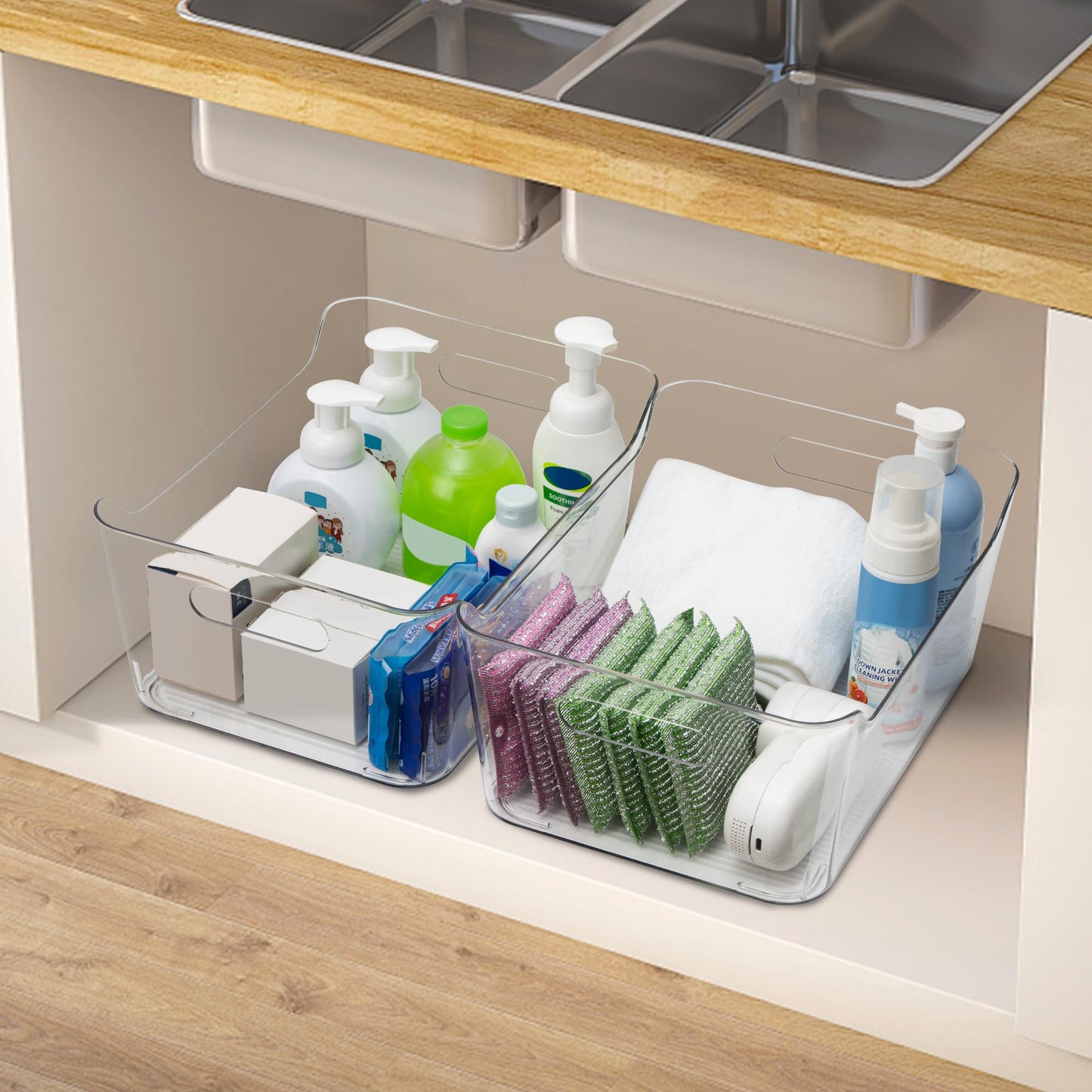 Plastic Storage Bins Multi-Use Pantry Organizer Clear Home Kitchen Storage Containers