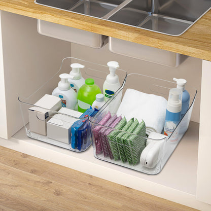 Plastic Storage Bins Multi-Use Pantry Organizer Clear Home Kitchen Storage Containers