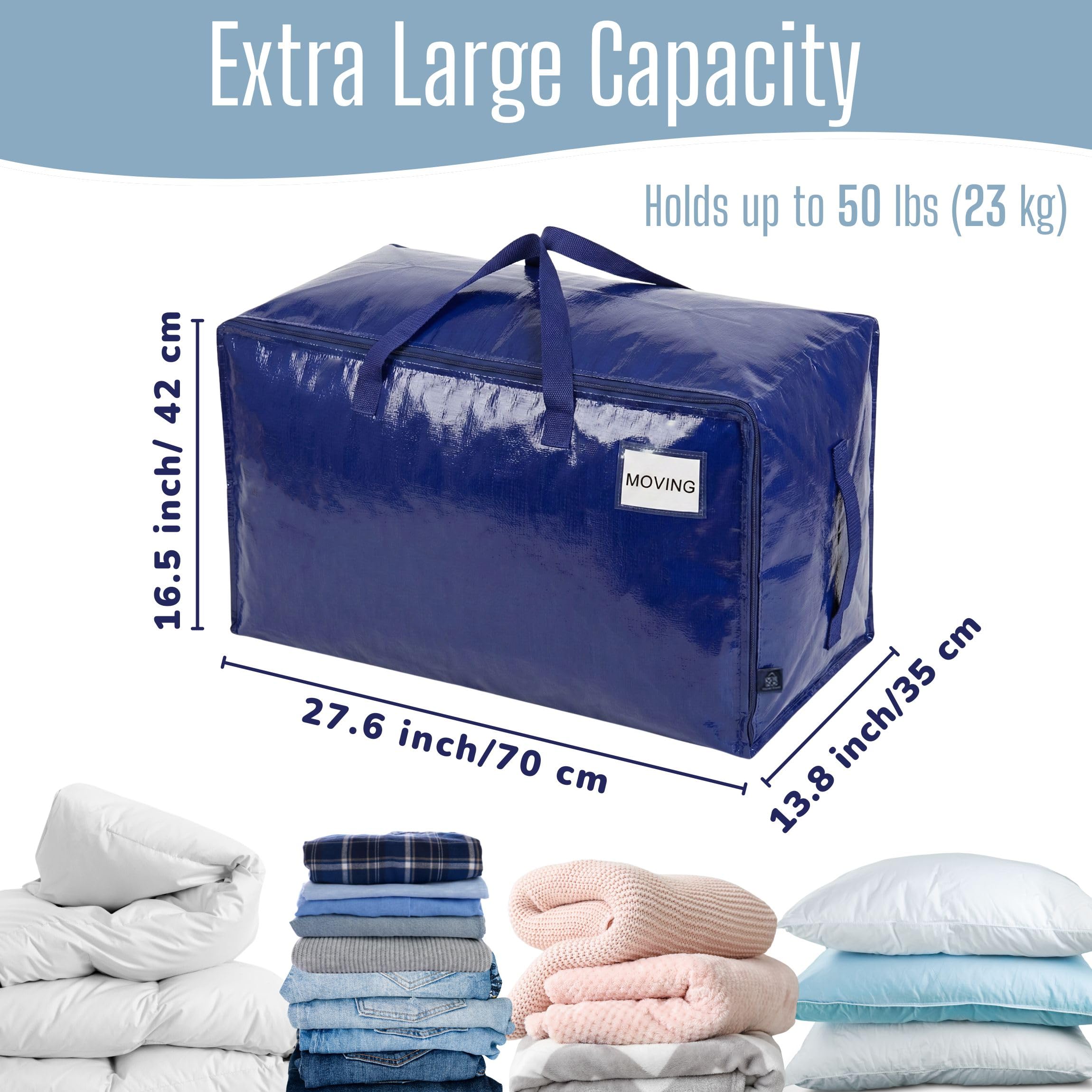 Heavy Duty Oversized Storage Bag Moving Travel Camping Dorm Storage Tote Organizer Reusable Packing Bag