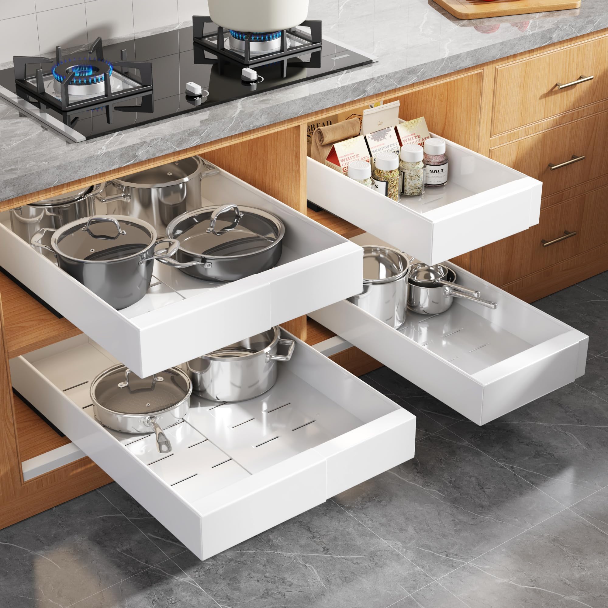 Expandable Pull Out Cabinet Organizer Slide Out Drawer Kitchen Cabinet Storage Rack