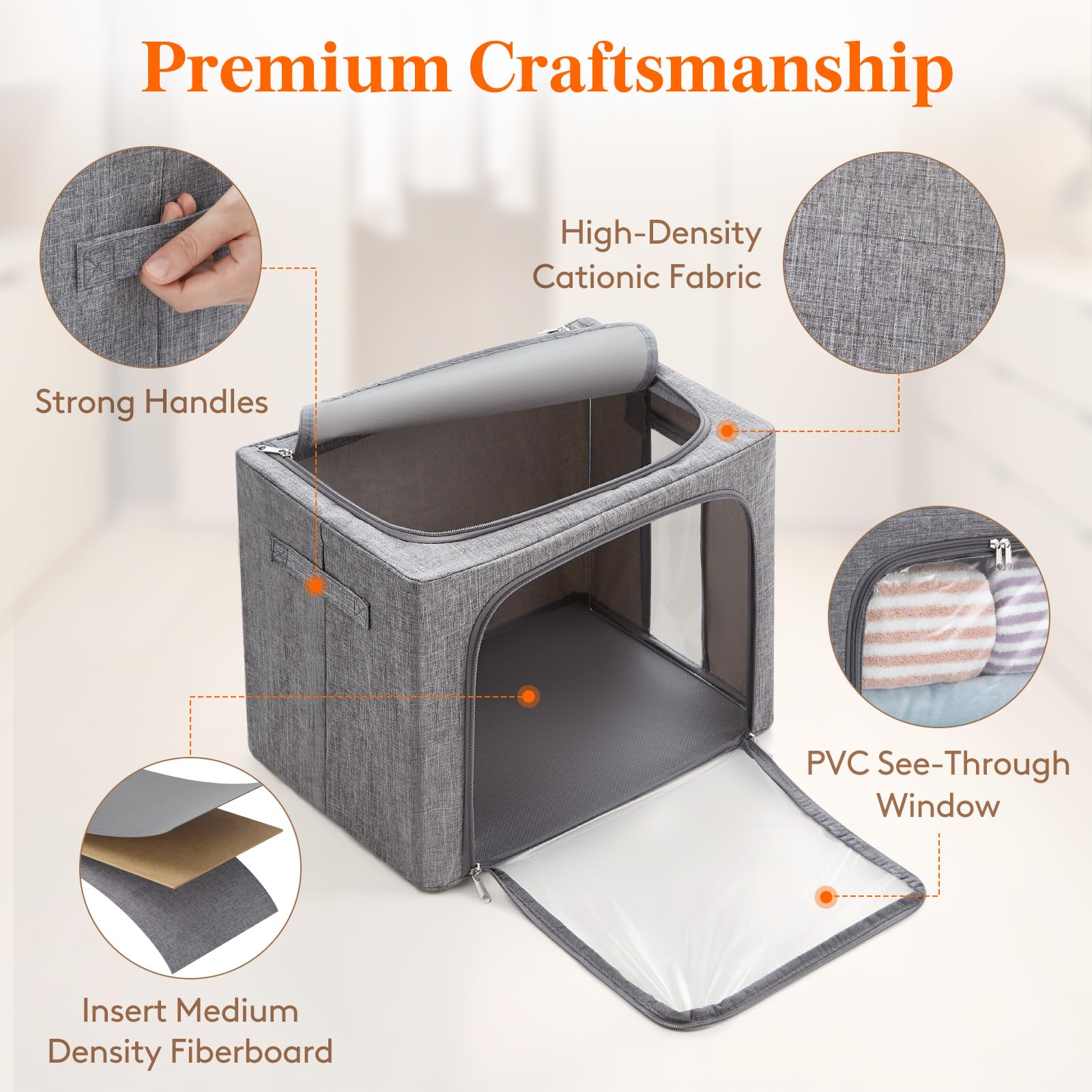 Lifewit Clothes Storage Bins with Metal Frame, Stackable Storage Box