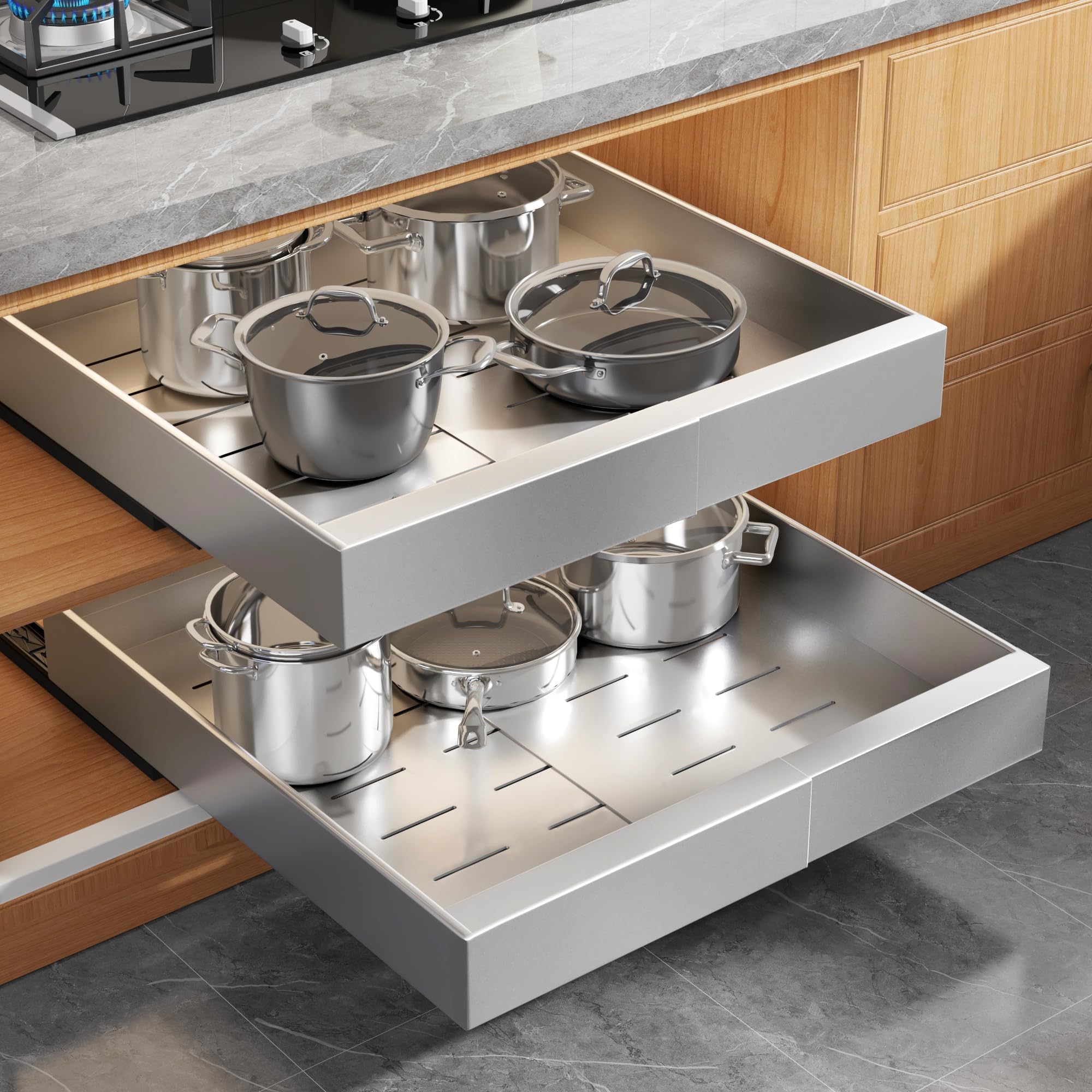 Expandable Pull Out Cabinet Organizer Slide Out Drawer Kitchen Cabinet Storage Rack