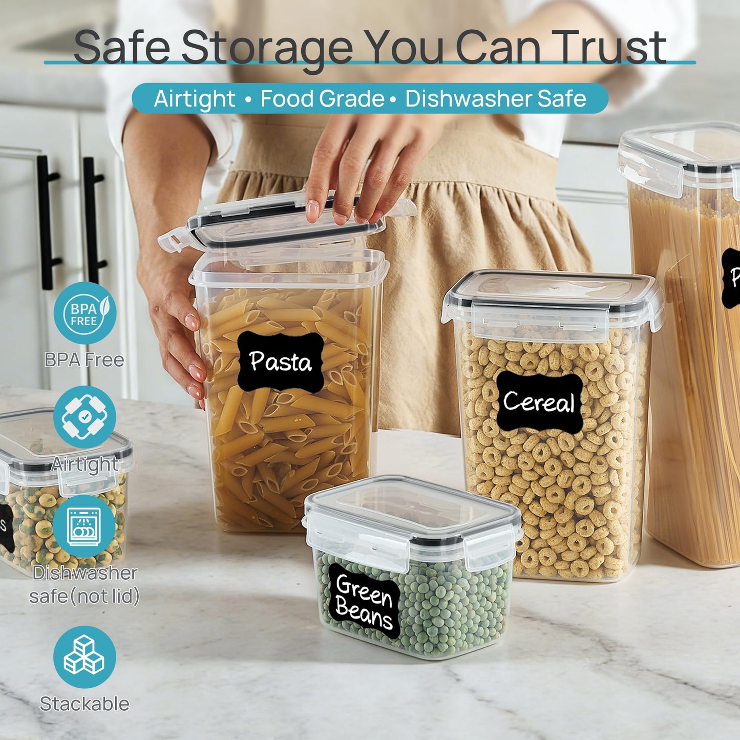 Airtight Food Storage Containers Set with Lids, BPA-Free