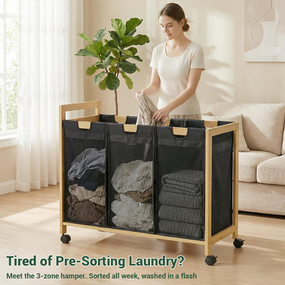 Laundry Hamper with 3 Section