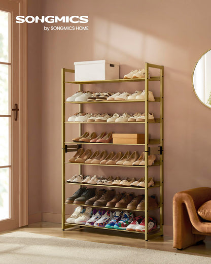 Shoe Rack 8 Tier Metal Shoe Organizer Stackable Adjustable Shelves Closet Entryway Storage Rack 32–40 Pairs