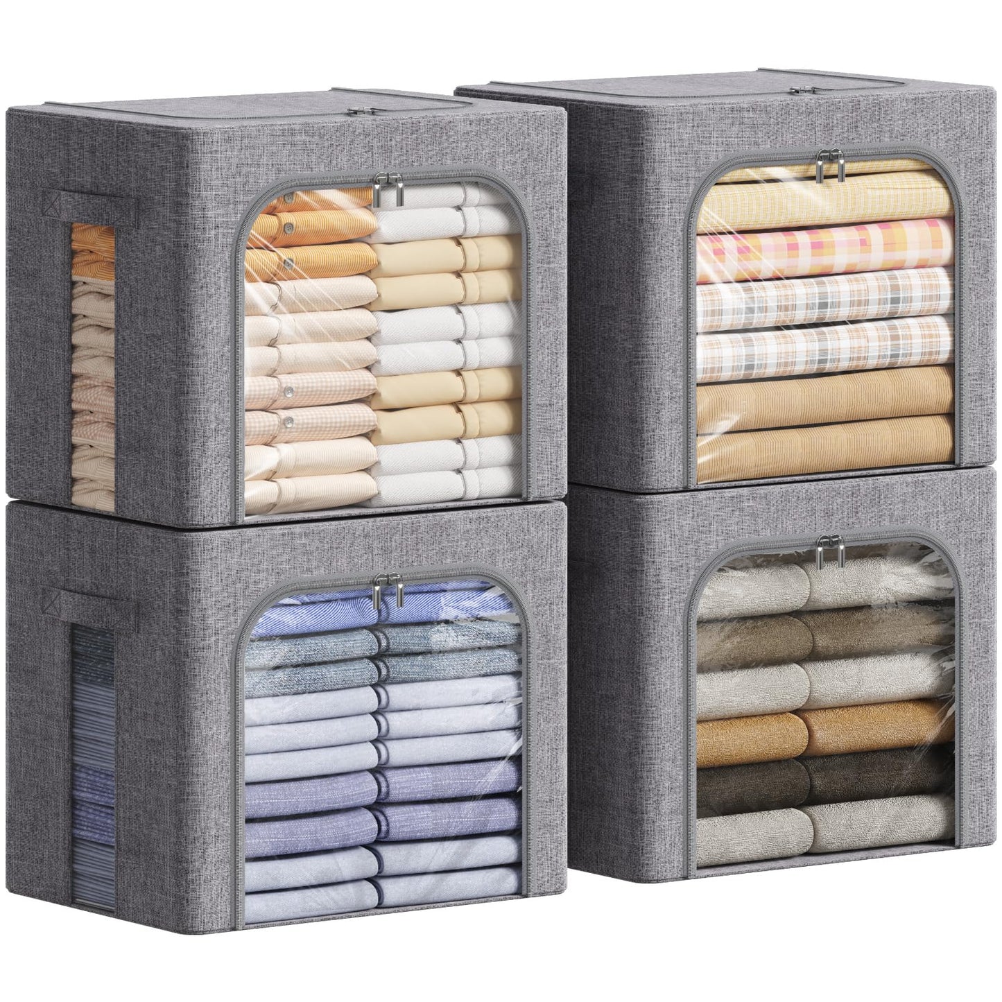 Lifewit Clothes Storage Bins with Metal Frame, Stackable Storage Box