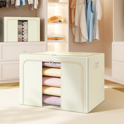 Clothes Storage Bins Metal Frame Foldable Storage Box Clothes Blankets Toys Organizer