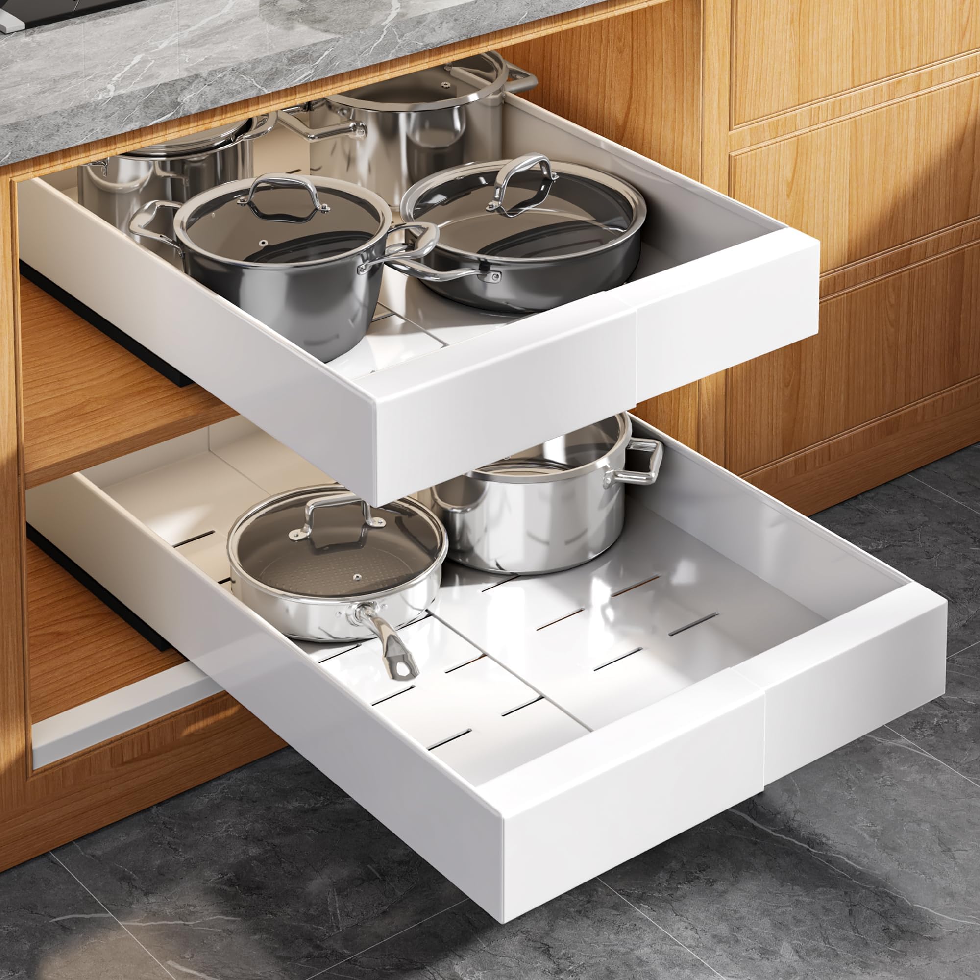 Expandable Pull Out Cabinet Organizer Slide Out Drawer Kitchen Cabinet Storage Rack