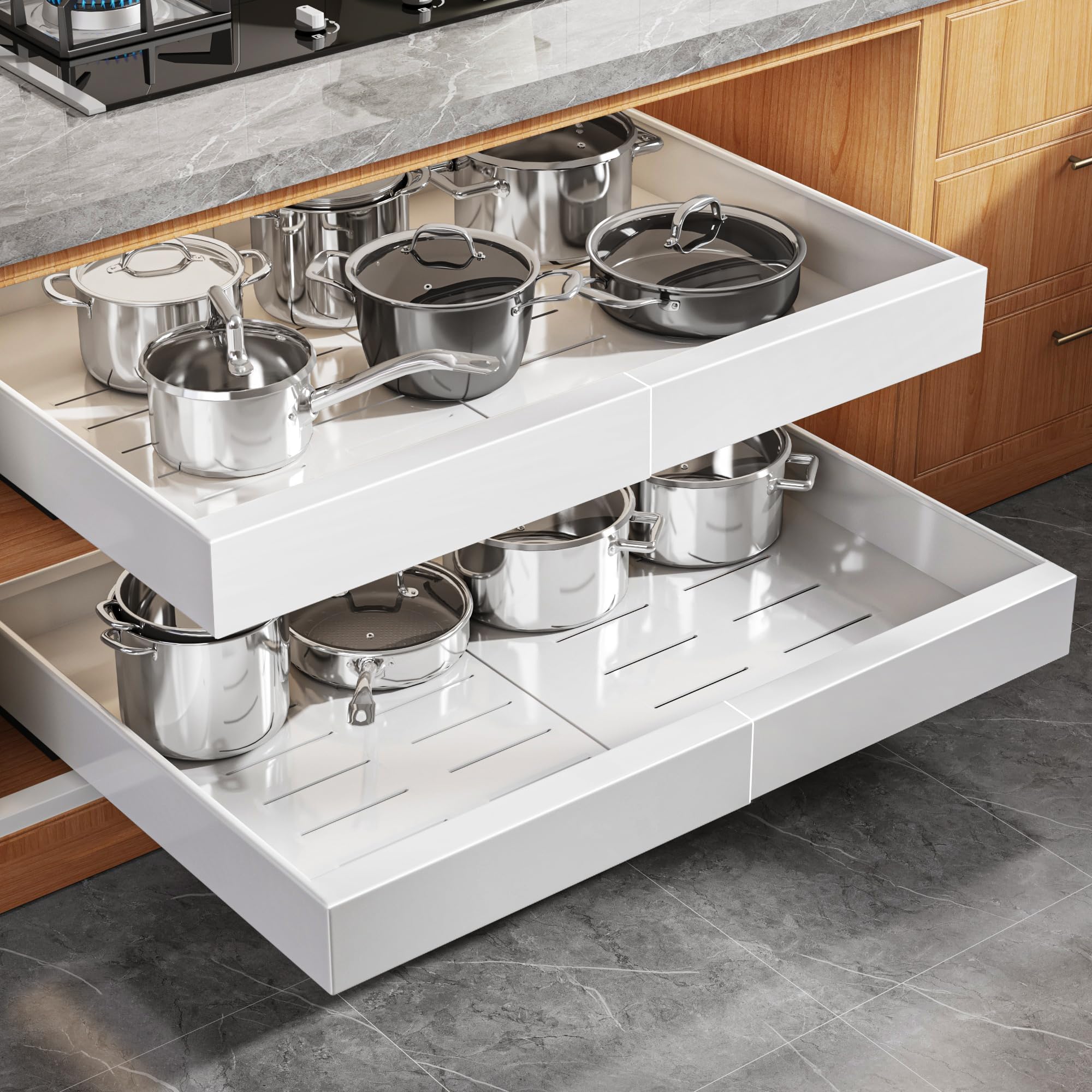 Expandable Pull Out Cabinet Organizer Slide Out Drawer Kitchen Cabinet Storage Rack