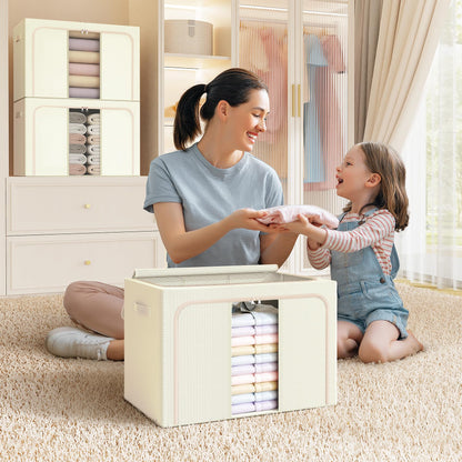 Clothes Storage Bins Metal Frame Foldable Storage Box Clothes Blankets Toys Organizer