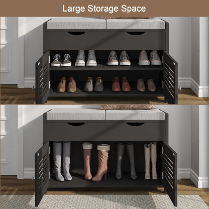 Shoe Storage Bench Lift Top Entryway Storage Bench Organizer Seat with Storage Cabinet