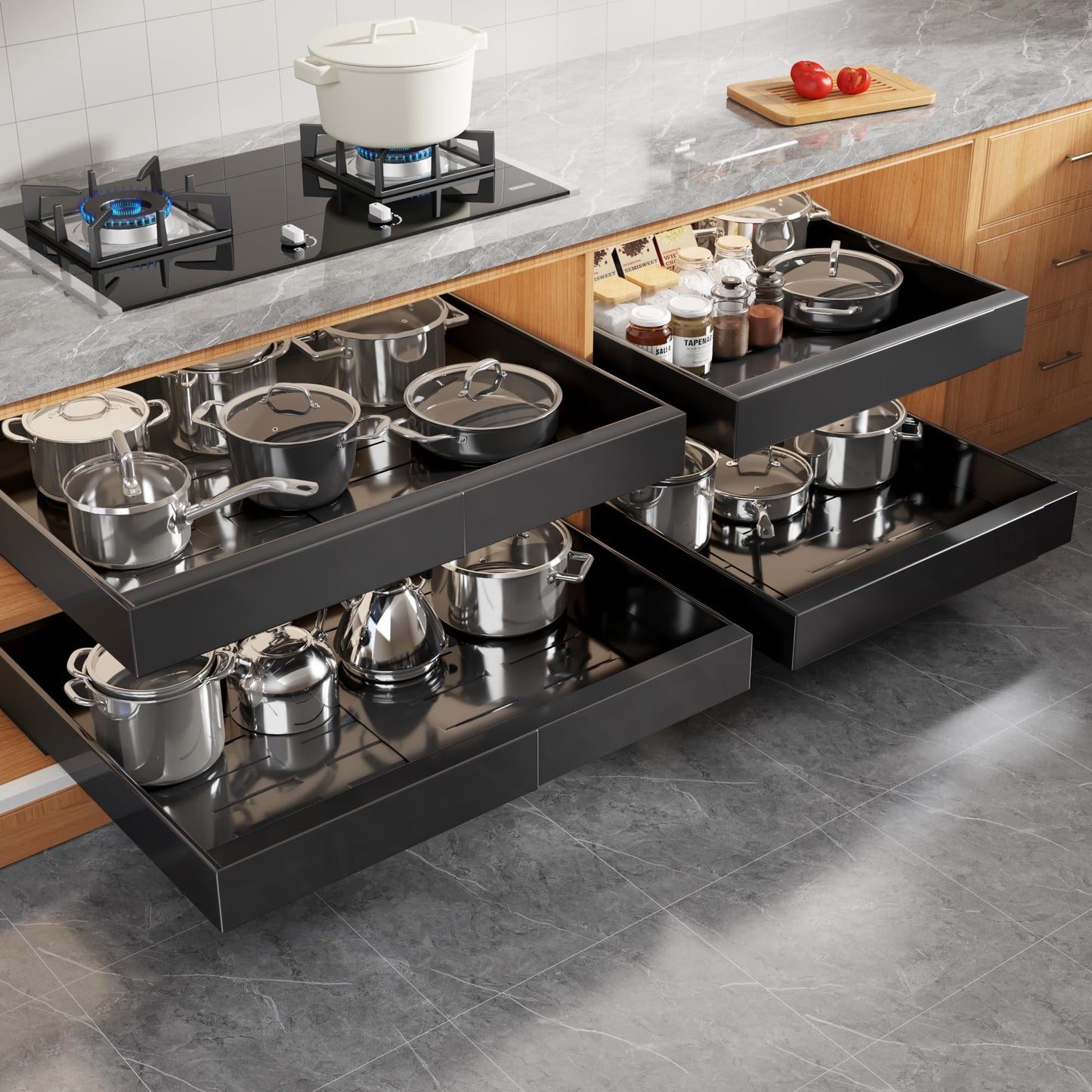 Expandable Pull Out Cabinet Organizer Slide Out Drawer Kitchen Cabinet Storage Rack