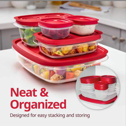 Food Storage Containers Set, 22-Piece Rectangle & Square with Lids