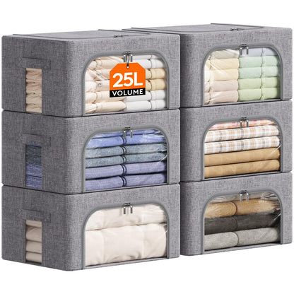 Lifewit Clothes Storage Bins with Metal Frame, Stackable Storage Box