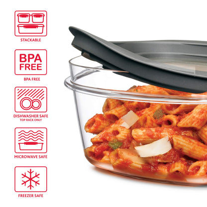 Food Storage Container Set, 10-Piece, BPA-Free, Microwave & Dishwasher Safe, Grey