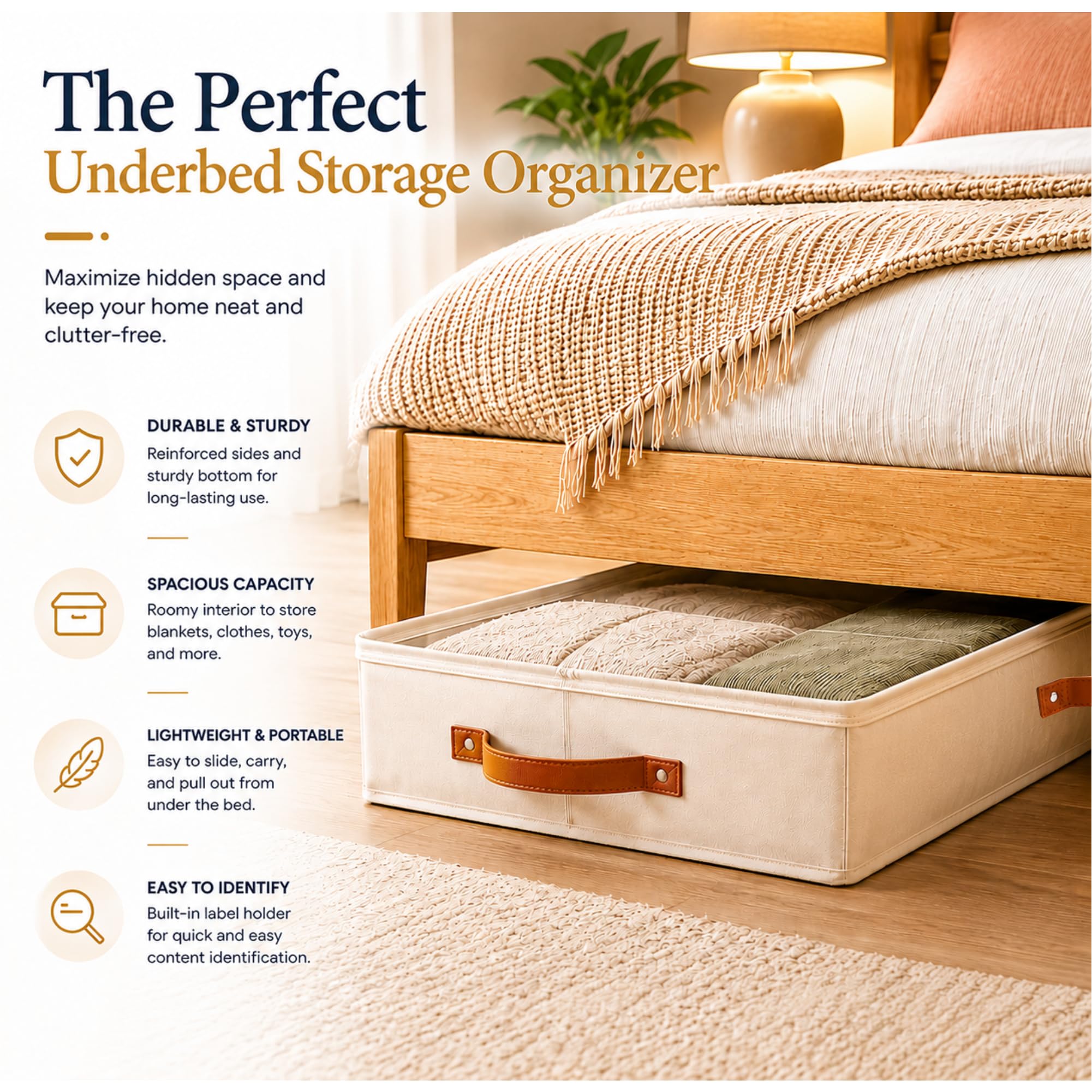 Under Bed Storage Box Drawer Organizer Large Clothes Blanket Shoes Storage Container with Lid Dark Gray