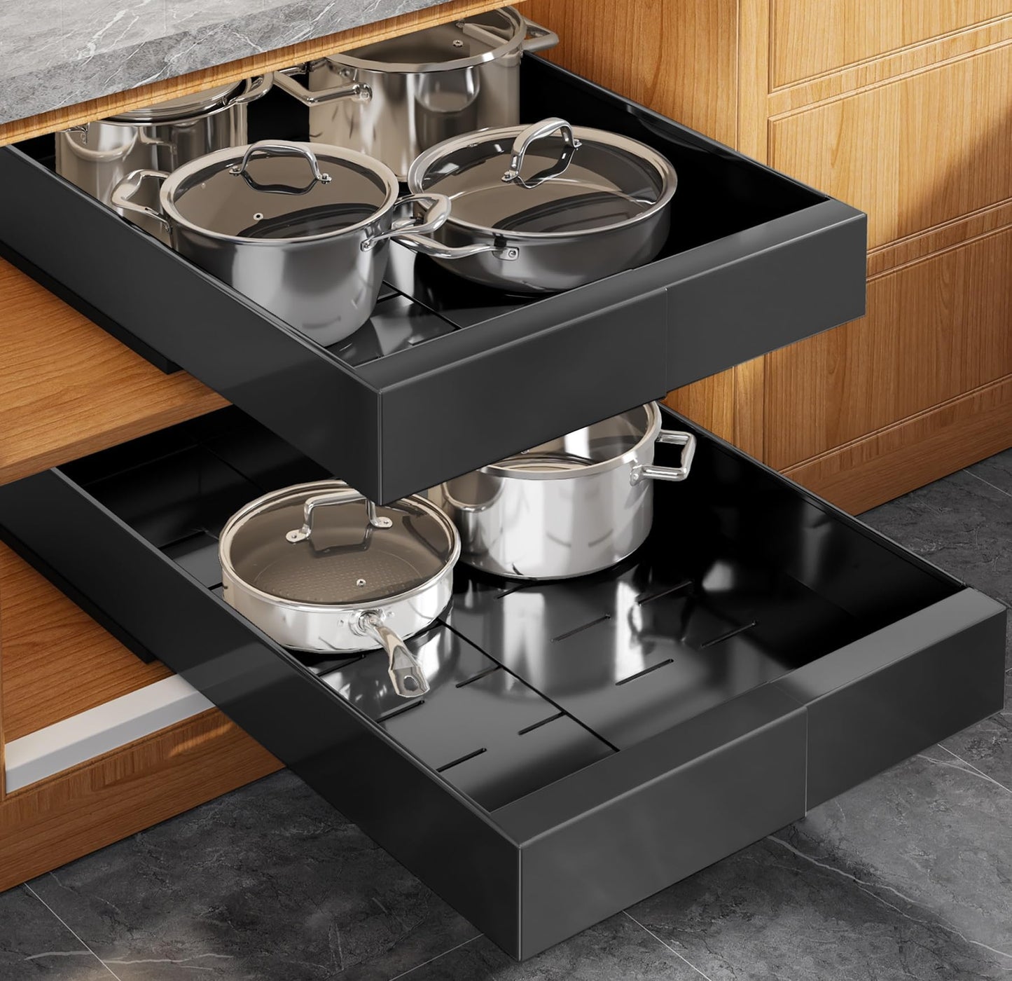 Pull Out Cabinet Organizer Slide Out Drawer Kitchen Cabinet Storage Rack Upgrade Rails System
