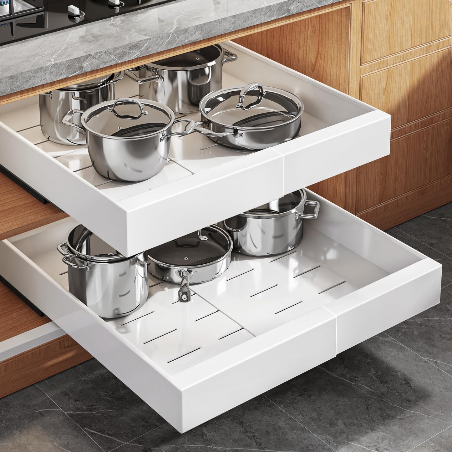 Expandable Pull Out Cabinet Organizer Slide Out Drawer Kitchen Cabinet Storage Rack