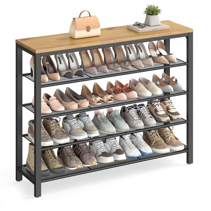 Shoe Storage Rack Metal Frame Entryway Closet Organizer Free Standing Shoe Shelf
