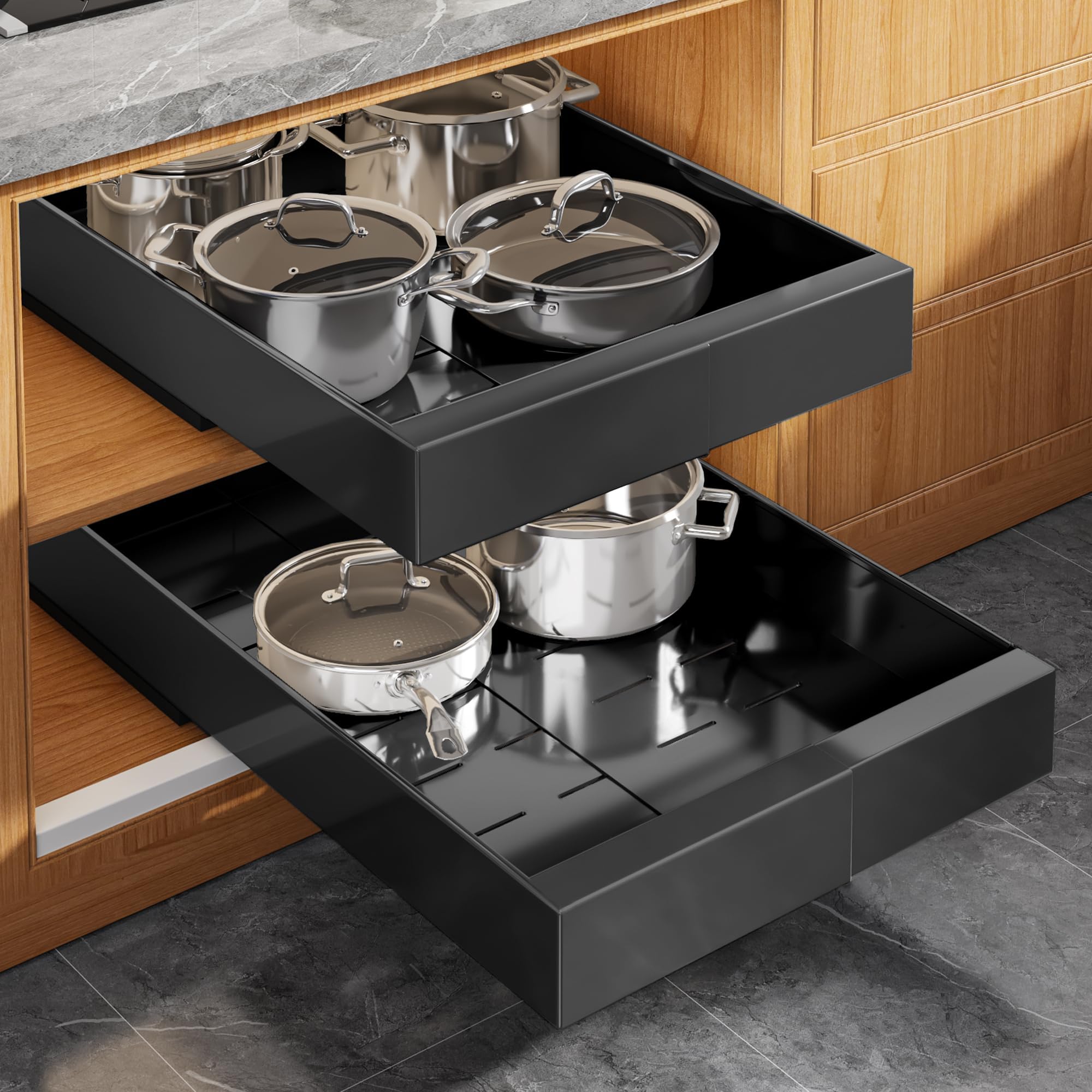 Expandable Pull Out Cabinet Organizer Slide Out Drawer Kitchen Cabinet Storage Rack