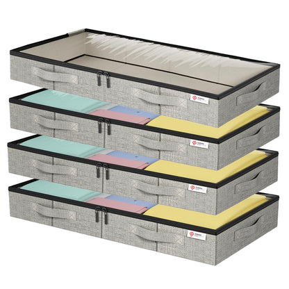 Under Bed Storage Containers Low Profile Clothes Blanket Pillow Shoes Storage Organizer with Lids 2 Pack