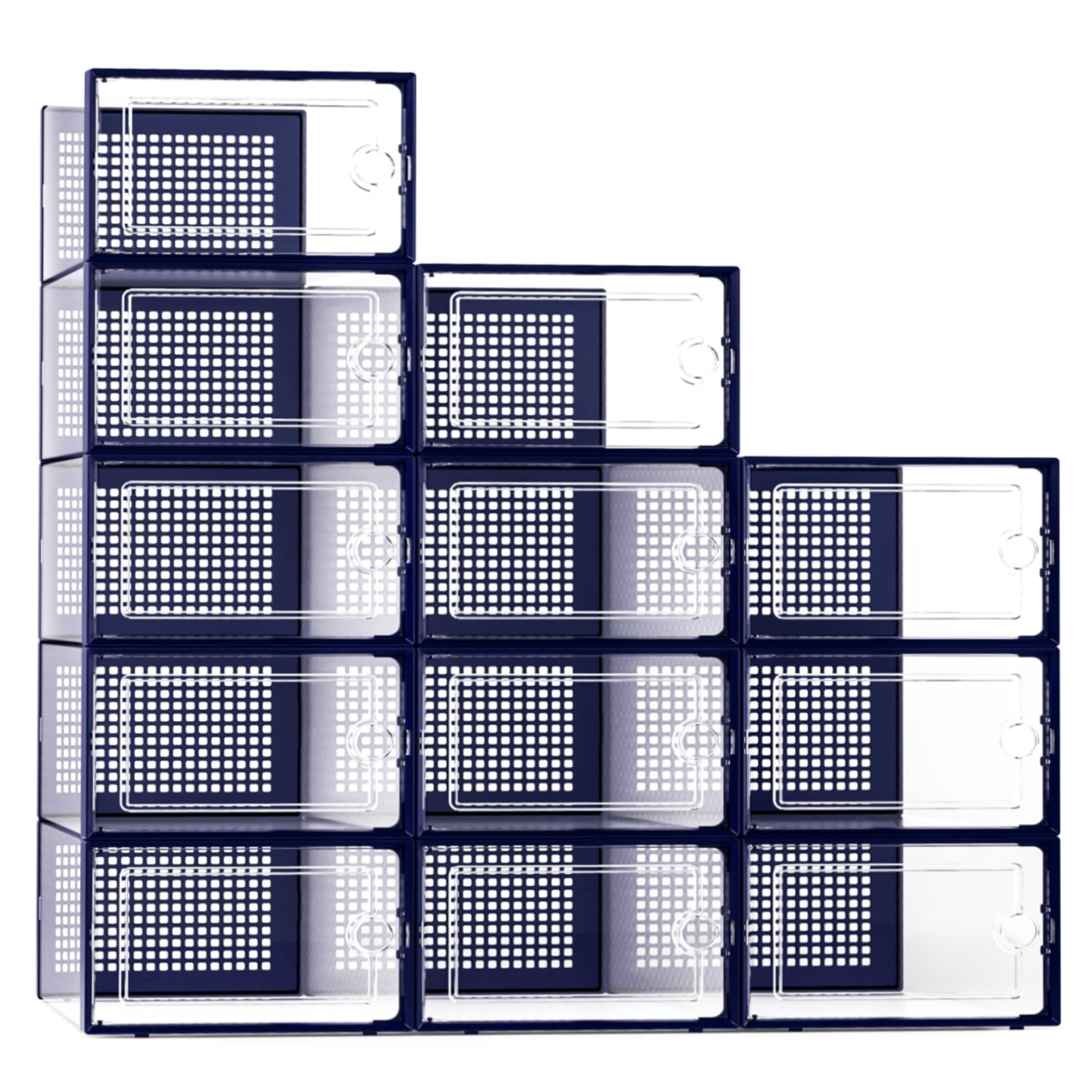 Clear Stackable Shoe Storage Boxes Plastic Sneaker Organizer 12 Pack Shoe Containers Closet Storage System