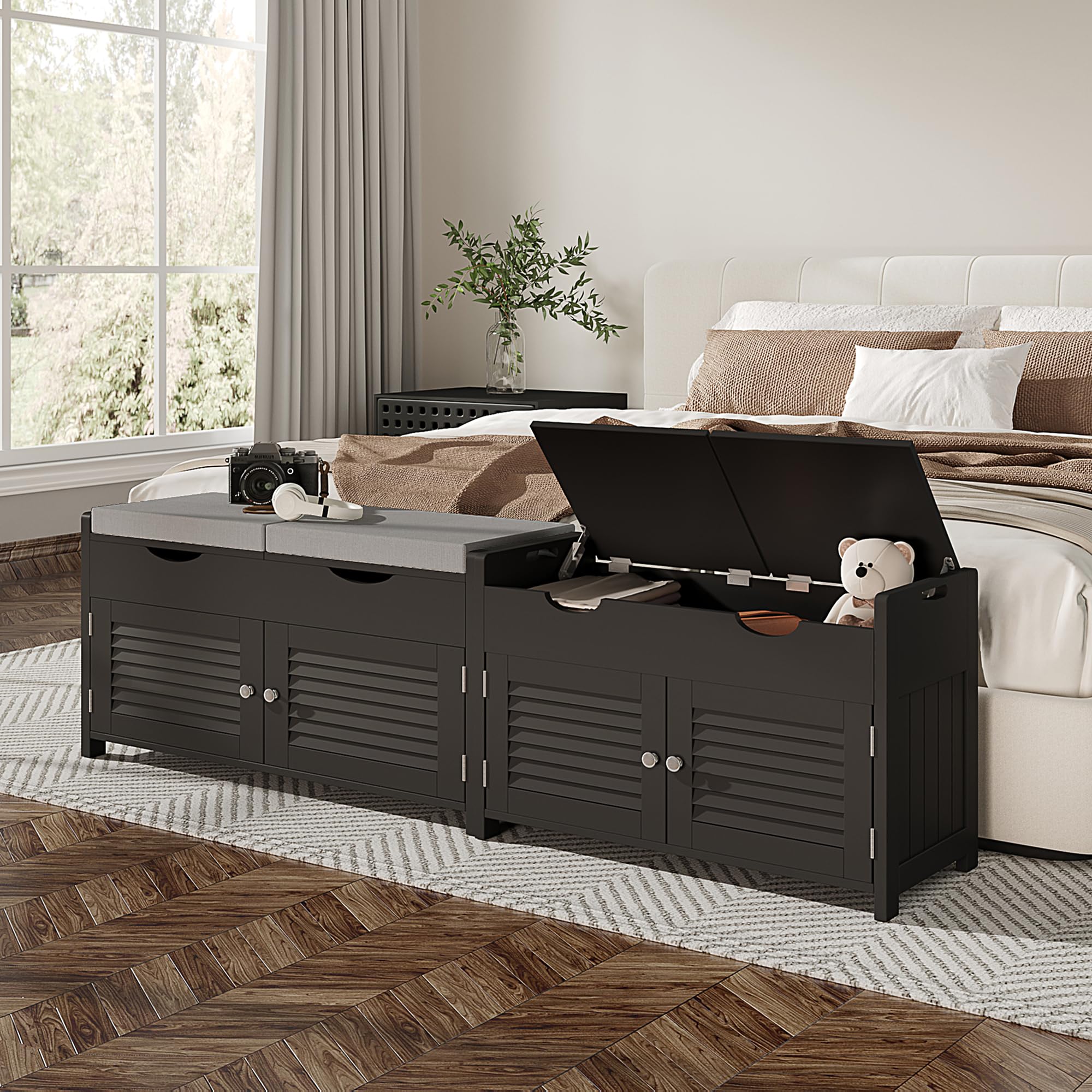 Shoe Storage Bench Lift Top Entryway Storage Bench Organizer Seat with Storage Cabinet