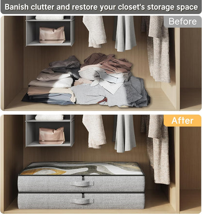 Under Bed Storage Containers 2 Pack Durable Organizer Bins Reinforced Clothes Accessories Storage Box