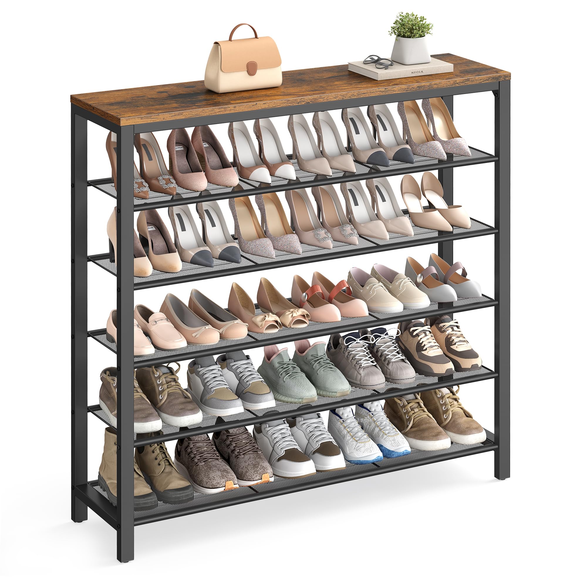 Shoe Storage Rack Metal Frame Entryway Closet Organizer Free Standing Shoe Shelf
