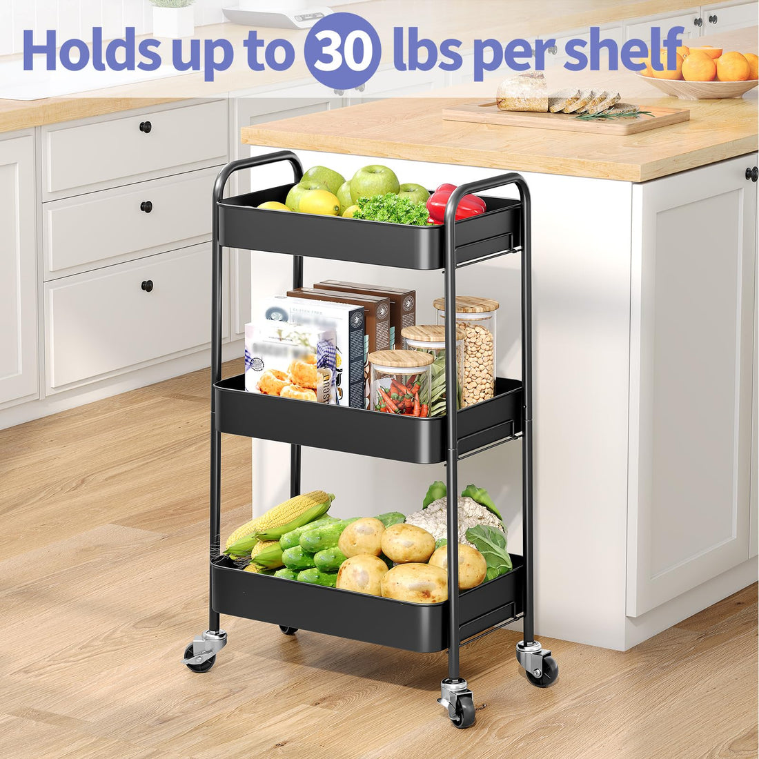 TOOLF Metal Rolling Cart with Wheels